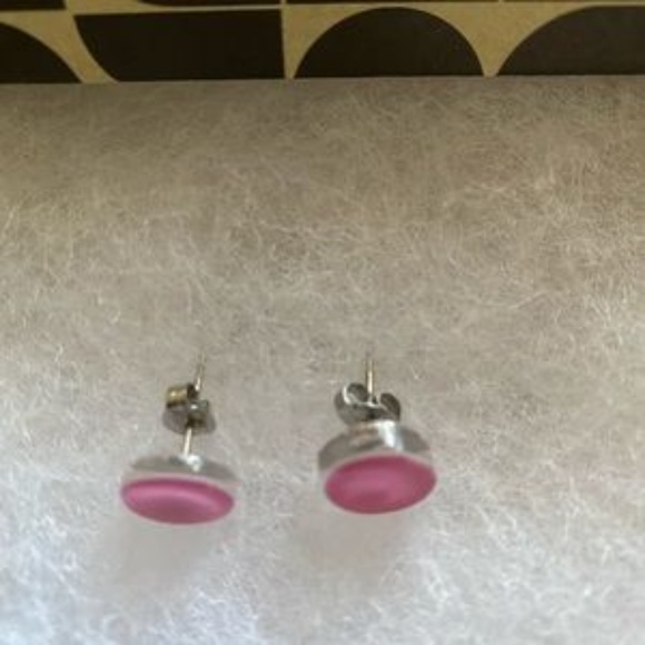 NWOT Sterling Silver Pink Glass Earrings - Picture 2 of 5